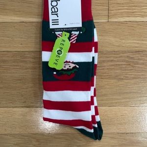 Bar III Christmas Elves Socks For Shoe Size 7-10